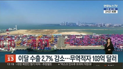 Tải video: 이달 수출 2.7% 감소…무역적자 103억 달러