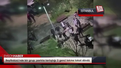 Beylikdüzü’nde bir grup, parkta tartıştığı 2 genci tekme tokat dövdü