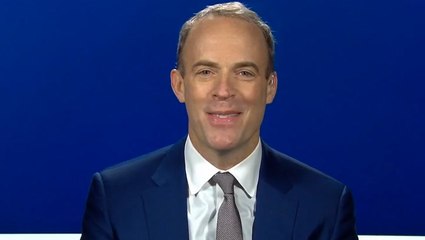 Dominic Raab laughs after asked if Nadhim Zahawi will still have his post in a month