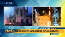 Centro de Lima: Bomberos continúan controlando incendio en casona del jirón Carabaya