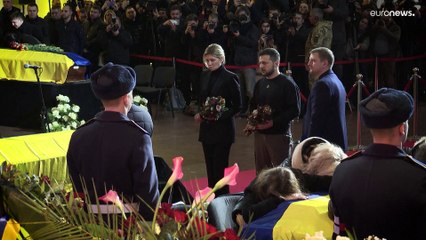 Ucrania | Zelenski asiste al funeral por las víctimas del accidente de helicóptero cerca de Kiev