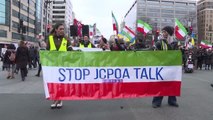 WASHINGTON D.C - Demonstrators march in Washington DC to show solidarity with Iranian protesters