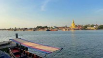 Tugboats and barge at Chao Phraya river in Thailand