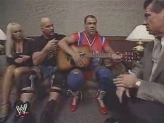 Kurt Angle hits a sour note with Mr. McMahon and Stone Cold.
