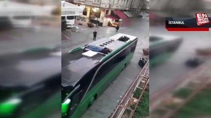 Beyoğlu'nda Yunanistan'a giden otobüsün üstüne gizlenen Faslı şahıslar
