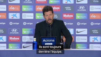 18e j. - Simeone ravi d'avoir des fans toujours présents “que la situation soit bonne ou mauvaise”