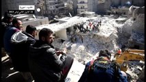 انهيار مبنى يودي ب16 شخصاً بينهم أطفال في حلب في شمال سوريا