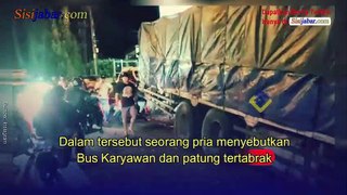 BREEKING NEWS! Detik-detik Truk Tabrak Patung dan Bus Karyawan di Pertigaan Sasak Beusi Purwakarta