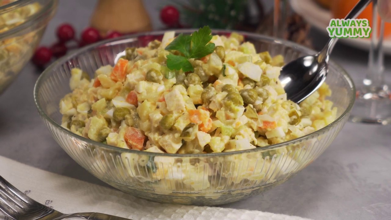 RUSSIAN SALAD WITH CHICKEN | Or Olivier | BEST FOR PARTIES. Tasty Salad. Recipe by Always Yummy!