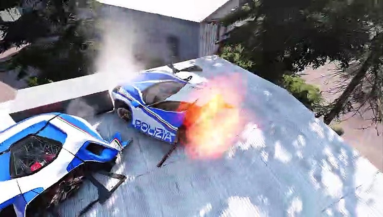Policecars Jump Down the Ramps