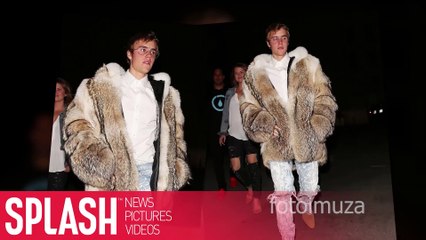 Justin Bieber in huge fur coat