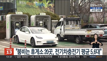 "이용객 많은 고속도로 휴게소 20곳, 전기차 충전기 평균 5.6대"