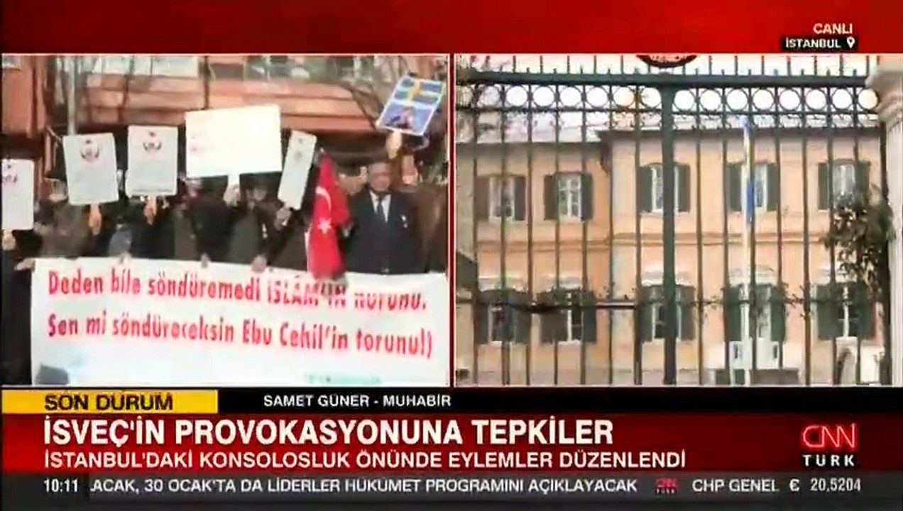 İsveç Konsolosluğu önünde Kur'an-ı Kerim'in yakılması protesto edildi
