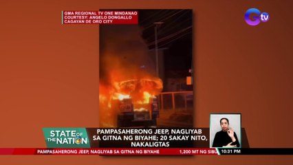 Pampasaherong jeep, nagliyab sa gitna ng biyahe; 20 sakay nito, nakaligtas | SONA