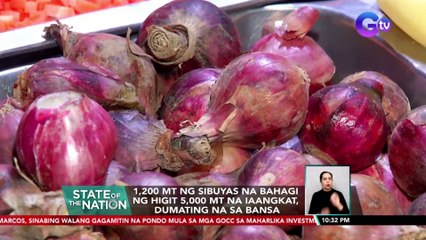 1,200 MT ng sibuyas na bahagi ng higit 5,000 mt na iaangkat, dumating na sa bansa | SONA