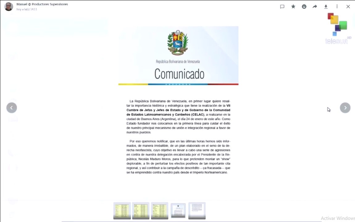 Presidente de Venezuela notifica que no asistirá a la Cumbre de la Celac