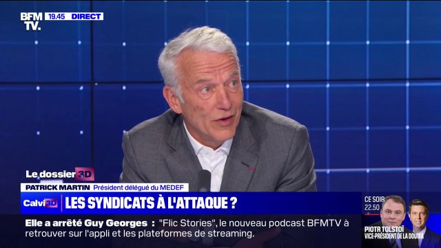 Retraites: Le débat est en train de dériver vers un référendum pro ou anti-Macron , déplore Patrick Martin (Medef)