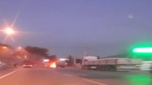 AFYONKARAHİSAR - Seyir halindeki mermer yüklü kamyon yandı