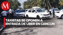 Taxistas bloquean bulevar Kukulcán y accesos a la zona hotelera en Cancún; generan caos