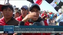 Ciudadanos peruanos exigen la renuncia inmediata de la presidenta Dina Boluarte