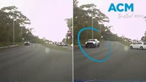 Dashcam footage captures car driving down the wrong direction