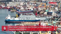Mavi Vatan'ı koruyacak olan Türkiye'nin ilk uçak gemisi havadan görüntülendi