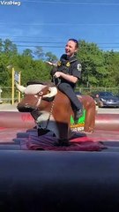 Ex-Police Officer Rides Mechanical Bull