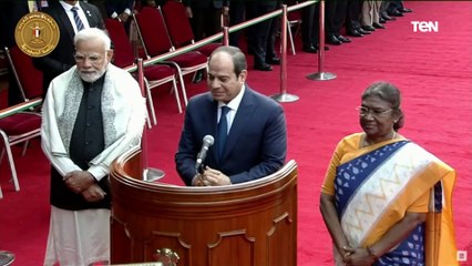 كلمة الرئيس السيسي خلال استقباله بمراسم رسمية في القصر الرئاسي الهندي
