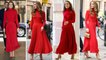 SPOTLIGHT FOR KATE! Catherine Reveals Strange Belly In A Stunning Red Turtleneck Dress In London