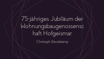 Die Wohnungsbaugenossenschaft Hofgeismar Feiert Ihr 75-jähriges Bestehen | Christoph Beutekamp