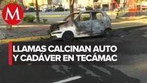 Localizan un cuerpo calcinado dentro de un vehículo en Tecamac, Edomex