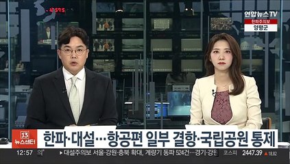 한파·대설…항공편 일부 결항·국립공원 통제