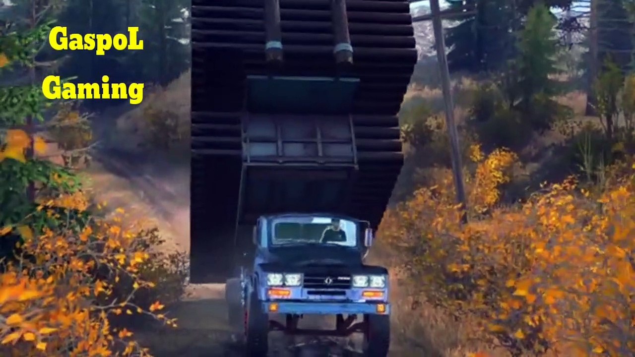 Logging Truck Passing The Wooden Bridge Spintires MudRunner