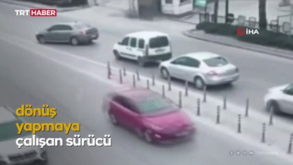 Dönüş yapmaya çalışırken kazaya sebep oldu: O anlar kamerada