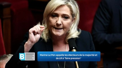Marine Le Pen appelle les électeurs de la majorité et de LR à "faire pression"