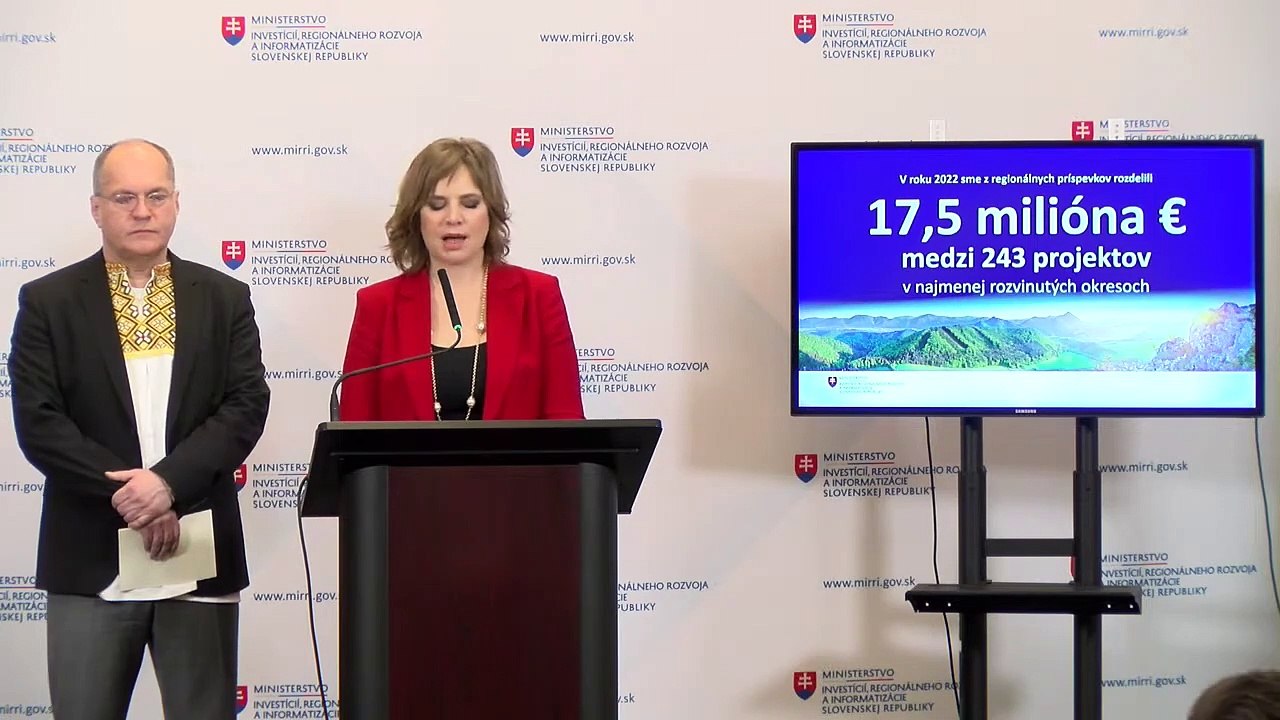 ZÁZNAM: Remišová: Podporu menej rozvinutých regiónov MIRRI za 3 roky zvýšilo asi o 40 %
