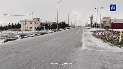 تساقط الثلوج في منطقة الرشادية بالطفيلة