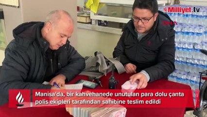 Kahvehane'de unutulan para dolu çanta sahibine ulaştırıldı