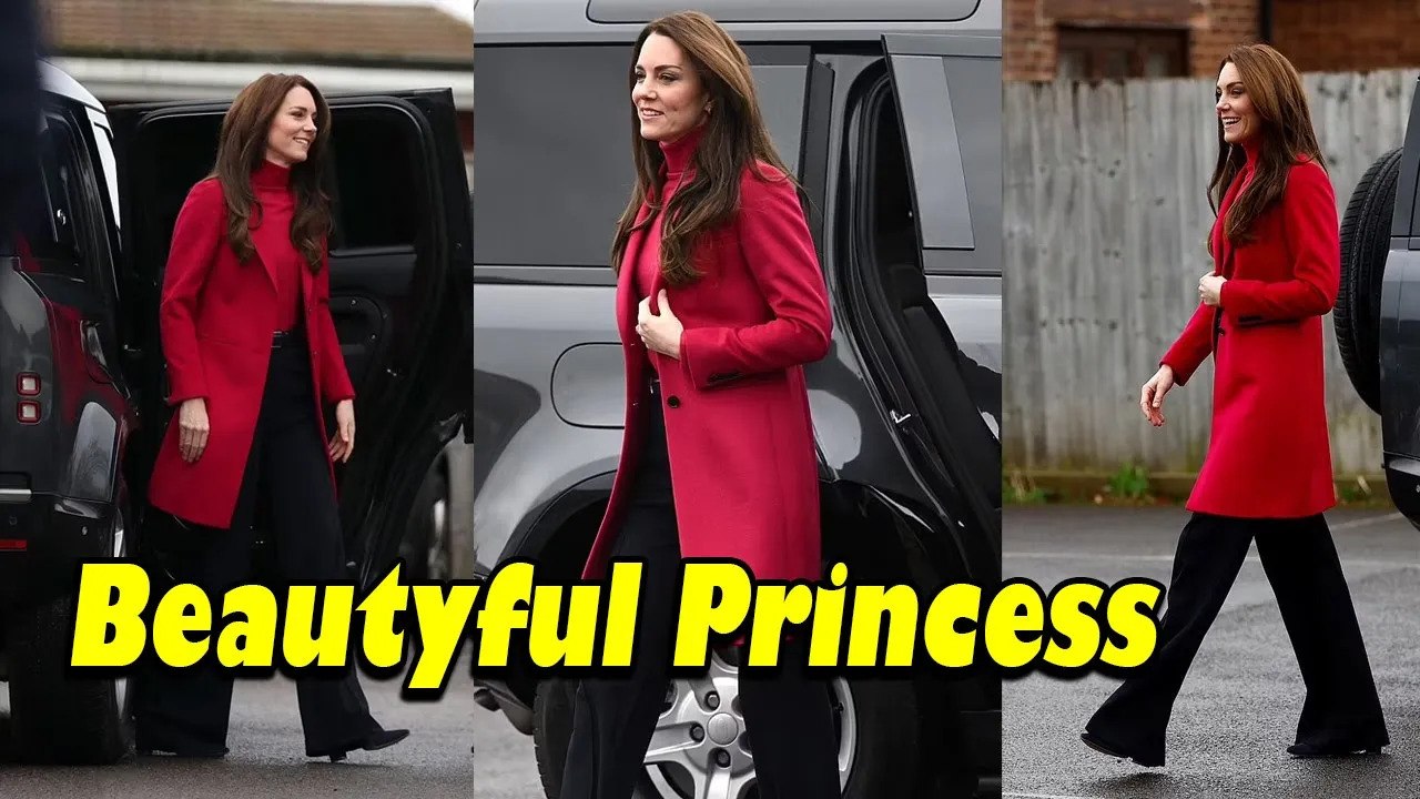 Kate Middleton Makes Vibrant Arrival in Pink Jumper With Flared Trousers to Visit Windsor Foodshare