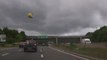 Moment bucket catapulted into air on motorway after being launched by loose planks