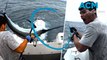 Shock moment teen angler avoids being impaled by black marlin