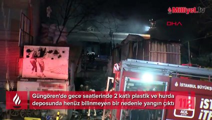 Güngören'de 2 katlı hurda deposunda korkutan yangın