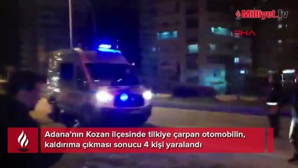 Tilkiye çarpan otomobil kaldırıma çıktı: 4 yaralı