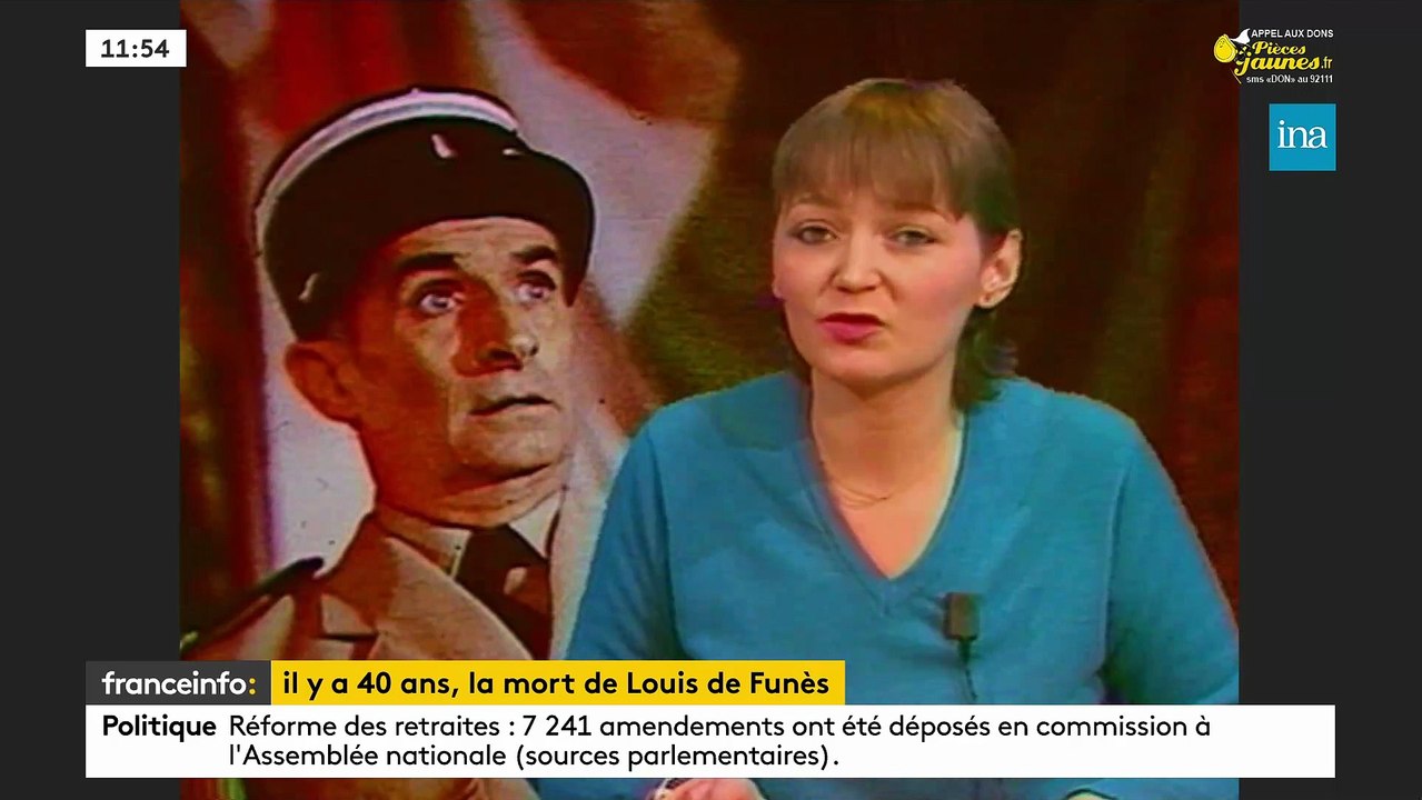 A l'occasion de l'anniversaire de la mort de Louis de Funès, Franceinfo rediffuse les extraits des JT de l'époque annonçant sa disparition - Regardez