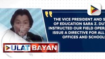 VP Sara Duterte, nais ipatukoy ang mga eskwelahang dapat suriin kung mayroong armas ang mga tauhan at estudyante