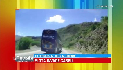 Flota es captada invadiendo carril en plena carretera para intentar rebasar a un camión