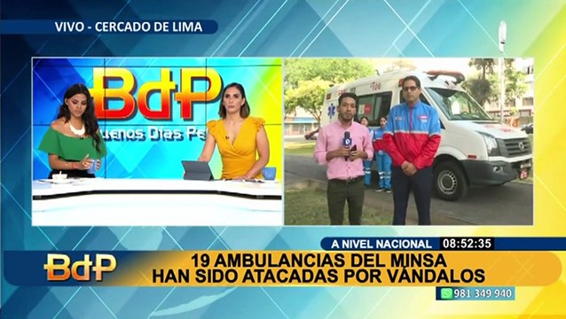 19 ambulancias del Minsa han sido atacadas por vándalos en todo el país desde diciembre