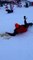 Man Sledding Down on Slope Ends up Stringing Along Another Guy Accidentally
