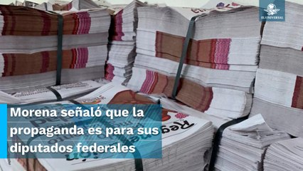 Denuncian resguardo de propaganda de Morena en la Cámara de Diputados