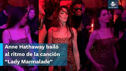 Redes estallan con video de Anne Hathaway bailando “Lady Marmalade” en el after